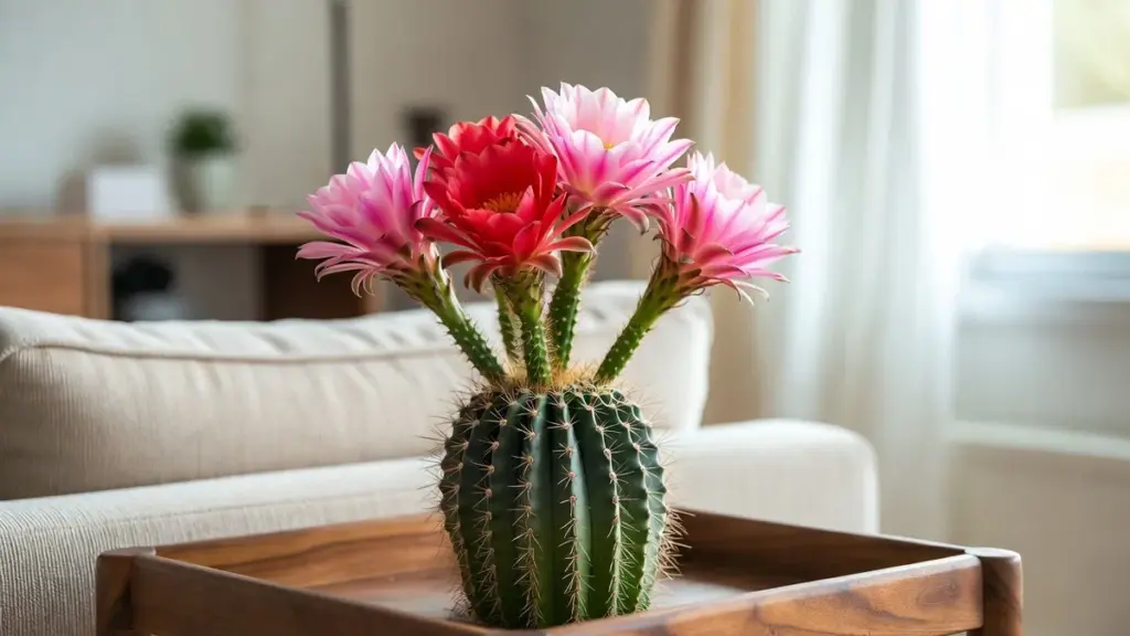 Como a Planta de Cacto com Flor Fica Perfeita na Sala de Estar